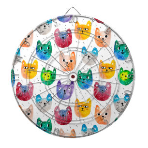 Watercolor cats and friends dart board