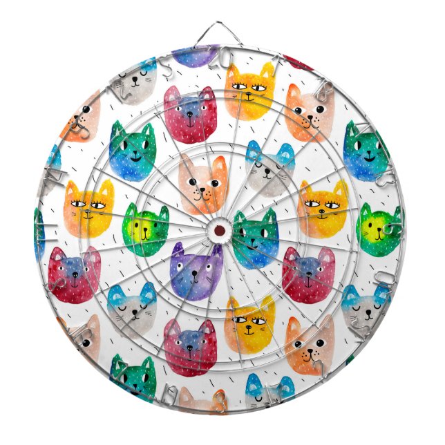 Watercolor cats and friends dart board (Front)