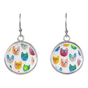 Watercolor cats and friends earrings