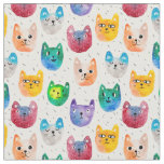 Watercolor cats and friends fabric