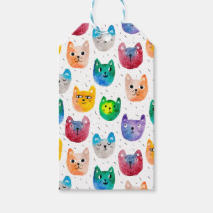 Watercolor cats and friends gift tags