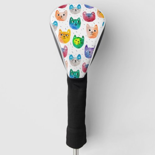 Watercolor cats and friends golf head cover