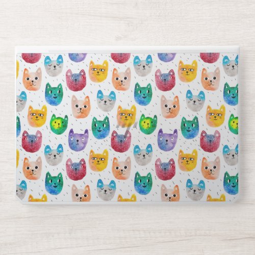 Watercolor cats and friends HP laptop skin