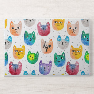 Watercolor cats and friends HP laptop skin