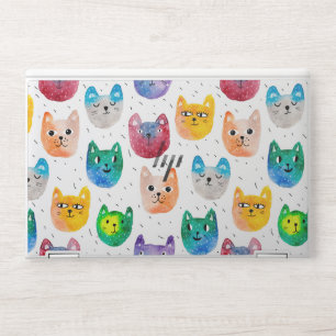 Watercolor cats and friends HP laptop skin