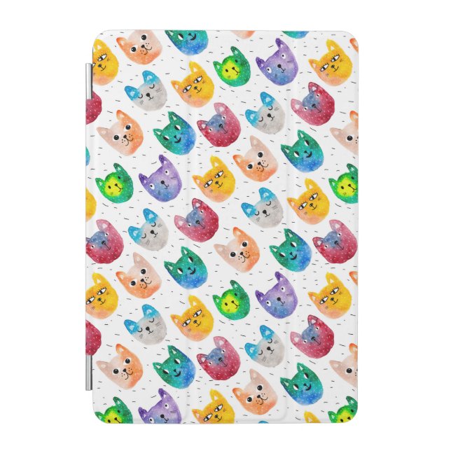 Watercolor cats and friends iPad mini cover (Front)