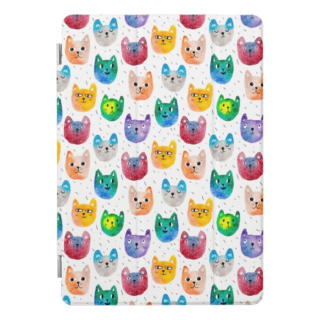 Watercolor cats and friends iPad pro cover (Front)
