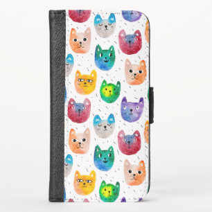 Watercolor cats and friends iPhone XS wallet case