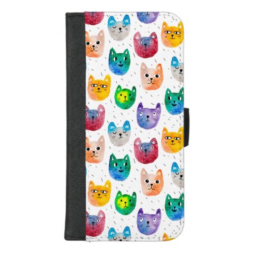 Watercolor cats and friends iPhone 87 plus wallet case