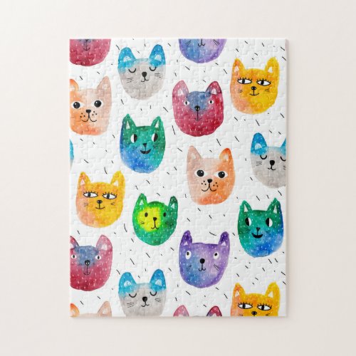 Watercolor cats and friends jigsaw puzzle