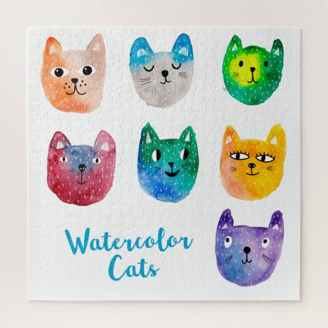 Watercolor cats and friends jigsaw puzzle (Vertical)