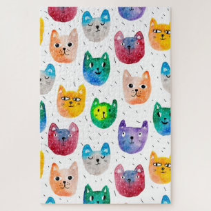 Watercolor cats and friends jigsaw puzzle
