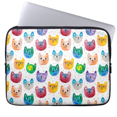 Watercolor cats and friends laptop sleeve