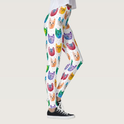 Watercolor cats and friends leggings