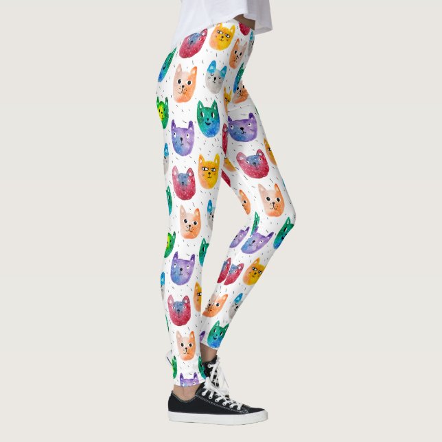 Watercolor cats and friends leggings (Right)