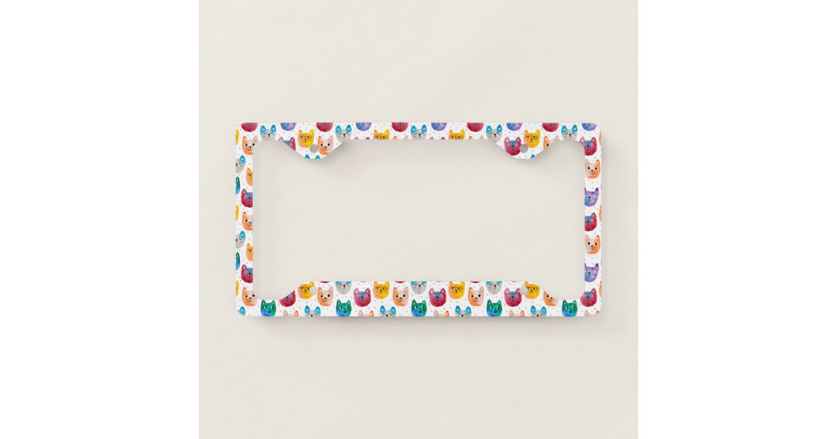 Watercolor Cats And Friends License Plate Frame Zazzle Com