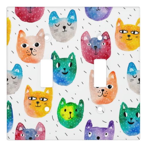 Watercolor cats and friends light switch cover