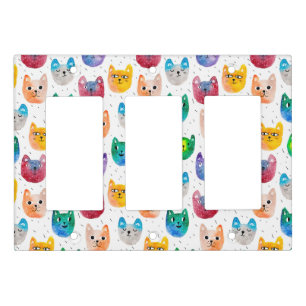 Watercolor cats and friends light switch cover