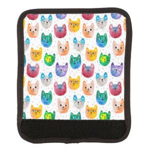 Watercolor cats and friends luggage handle wrap