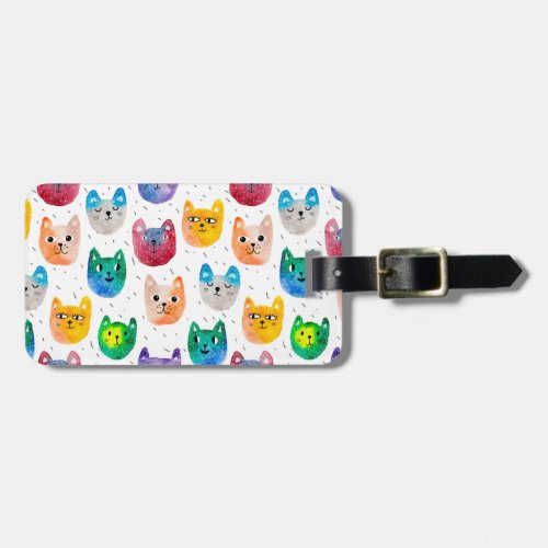 Watercolor cats and friends luggage tag