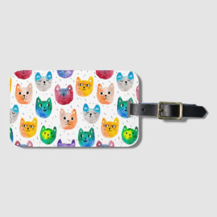 Watercolor cats and friends luggage tag