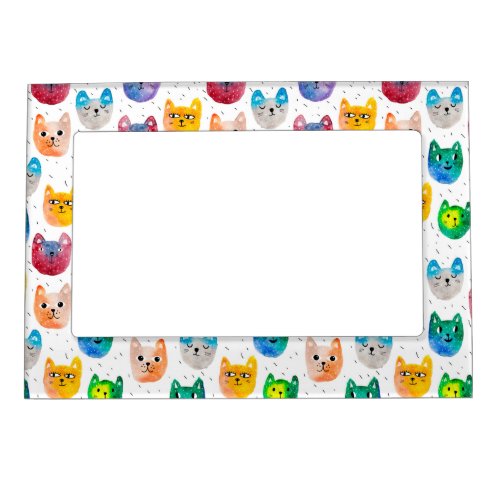 Watercolor cats and friends magnetic frame