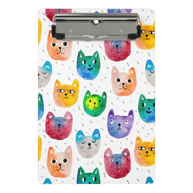 Watercolor cats and friends mini clipboard (Front)
