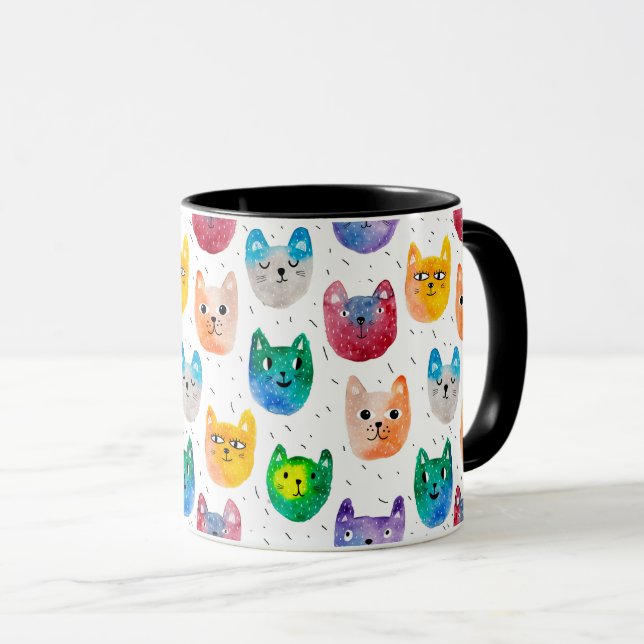 Watercolor cats and friends mug (Front Right)