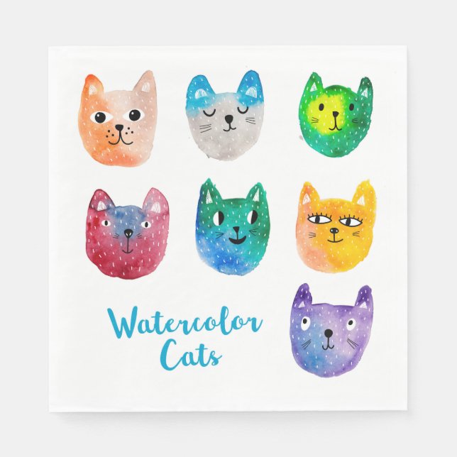 Watercolor cats and friends napkins (Front)