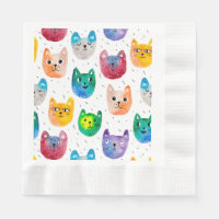 Watercolor cats and friends napkins