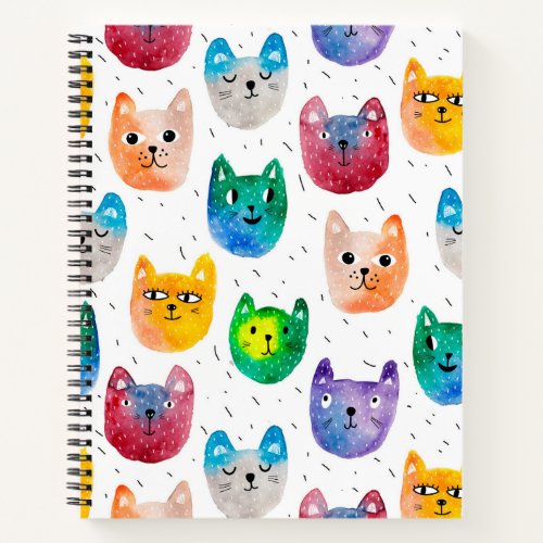 Watercolor cats and friends notebook