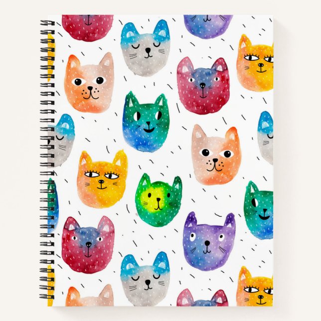 Watercolor cats and friends notebook (Front)