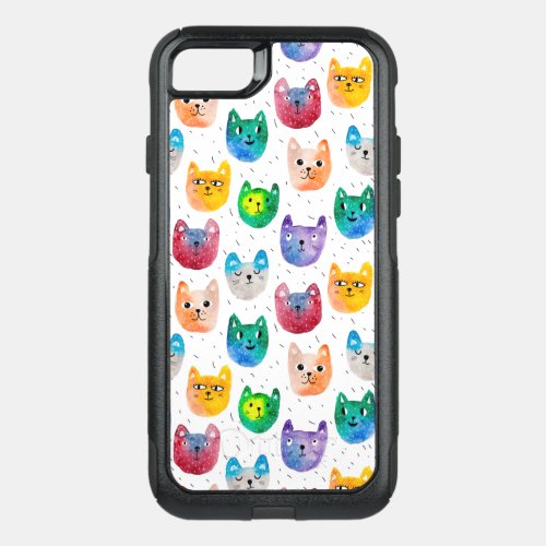 Watercolor cats and friends OtterBox commuter iPhone SE87 case