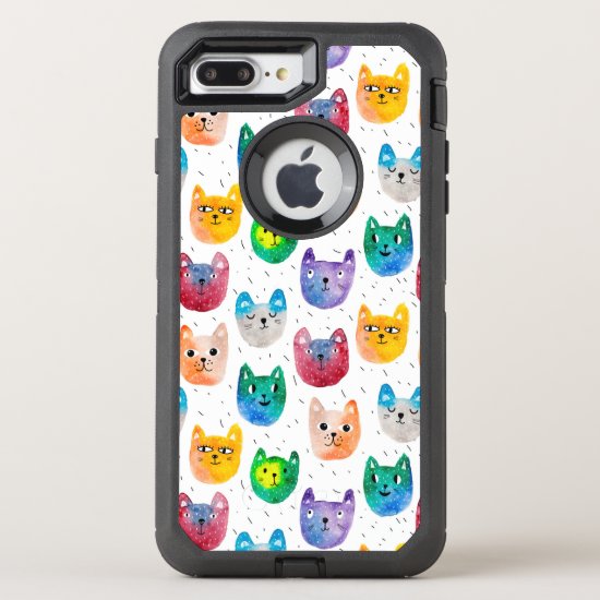 Watercolor cats and friends OtterBox defender iPhone 8 plus/7 plus case