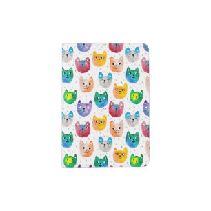Watercolor cats and friends passport holder