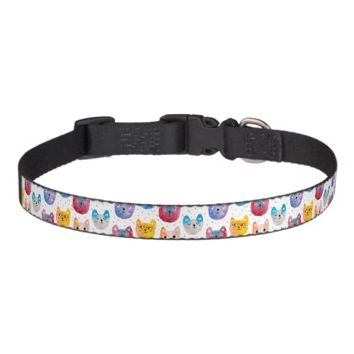 Watercolor cats and friends pet collar
