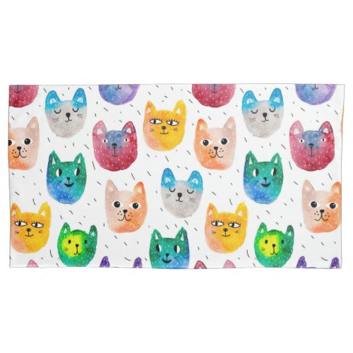 Watercolor cats and friends pillow case