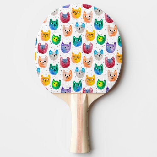 Watercolor cats and friends ping pong paddle