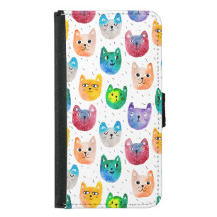 Watercolor cats and friends samsung galaxy s5 wallet case