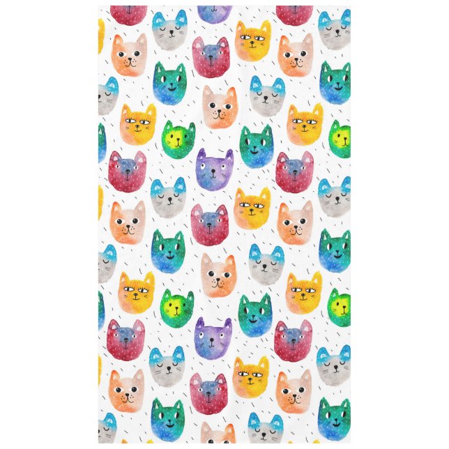 Watercolor cats and friends tablecloth (Front)