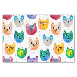 Watercolor cats and friends tissue paper