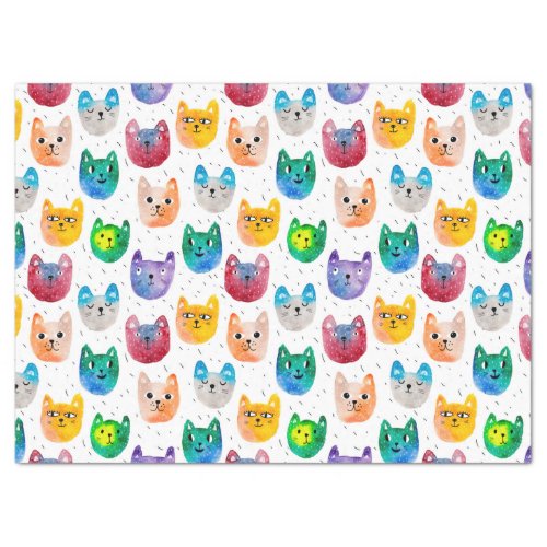 Watercolor cats and friends tissue paper