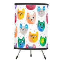 Watercolor cats and friends tripod lamp