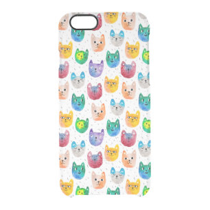 Watercolor cats and friends clear iPhone 6/6S case
