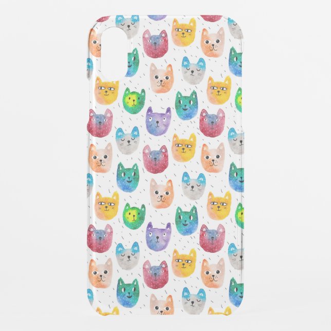 Watercolor cats and friends uncommon iPhone case (Back)