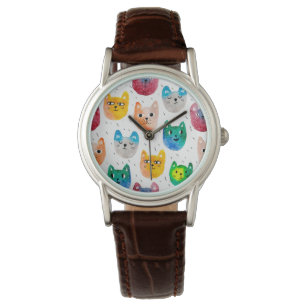 Watercolor cats and friends watch