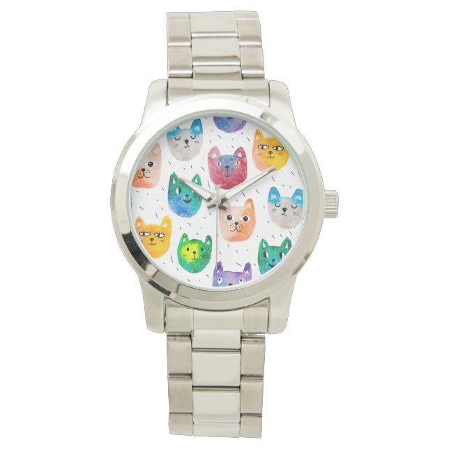 Watercolor cats and friends watch (Front)