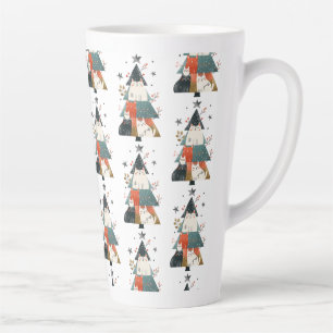 Watercolor Cats Christmas Tree Pattern Whimsical  Latte Mug