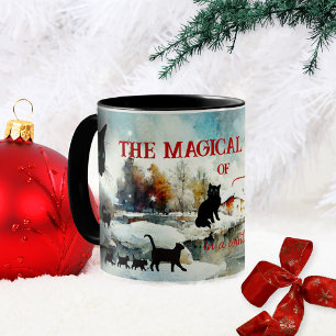 Watercolor Cats in Winter Wonderland Magical Mug