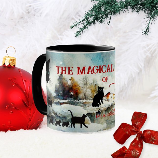 Watercolor Cats in Winter Wonderland Magical Mug (Creator Uploaded)